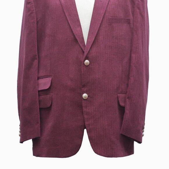 Mens Blazer Burgundy Velvet Dress Formal Party Jacket Wedding Sport Coat 46R - Picture 5 of 7